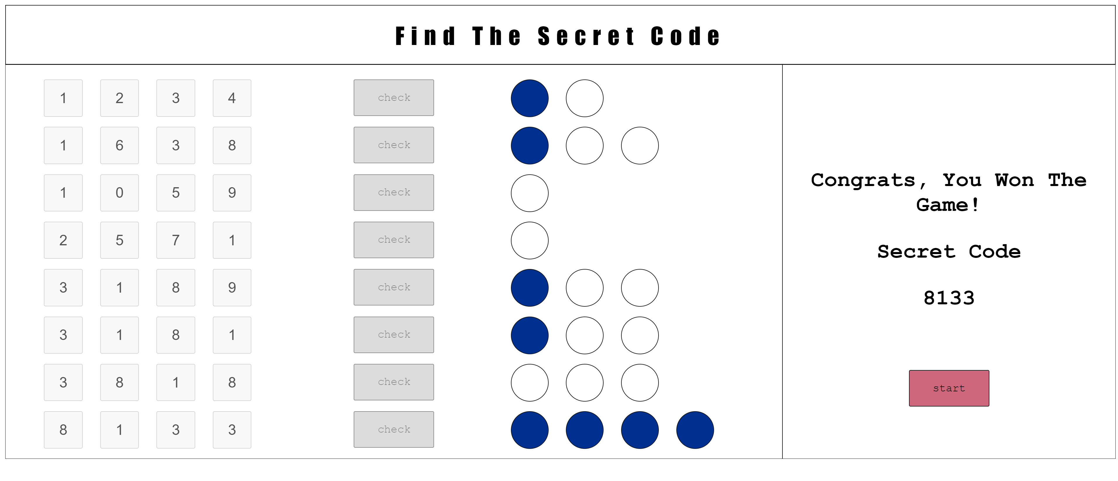 guess the secret code game project