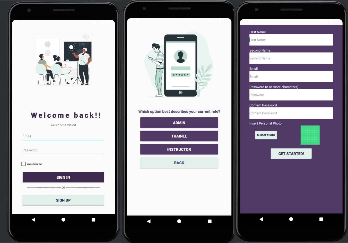 training center system android mobile app