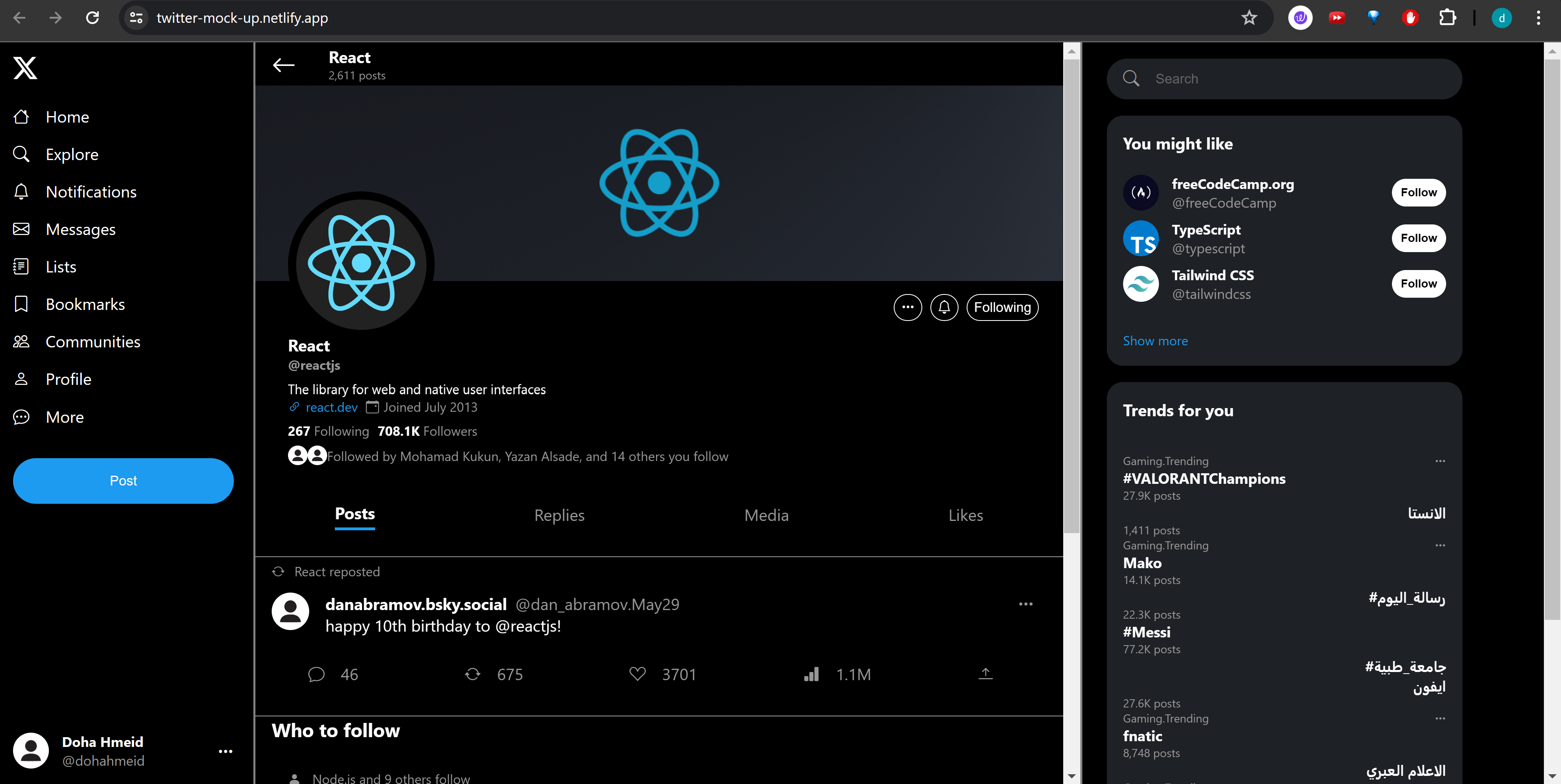 Twitter profile mock-up